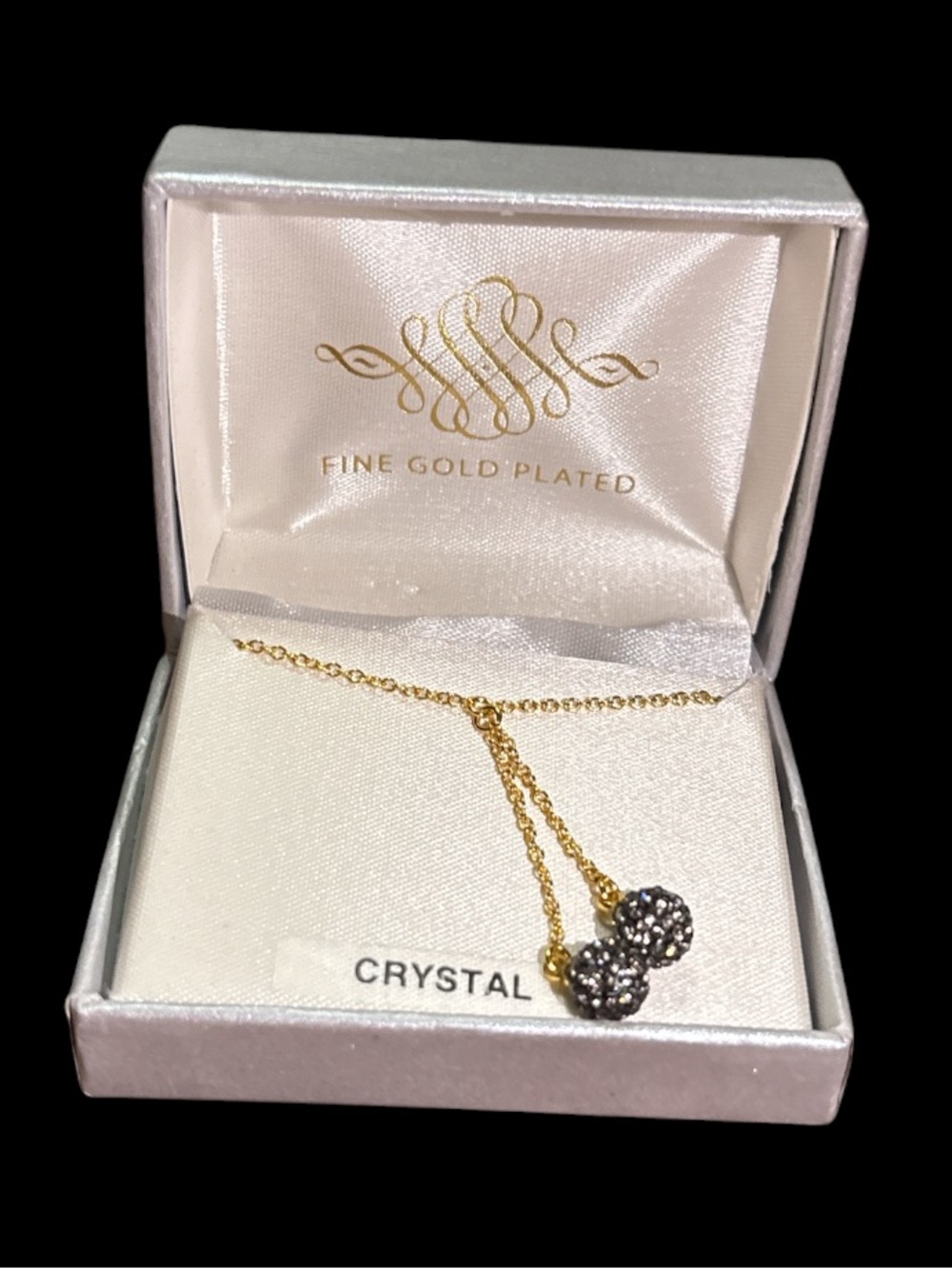 Fine Gold-Plated Genuine Crystal Ball Necklace - Picture 3 of 4